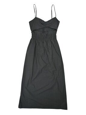 Dress To Rio De Janeiro Front Cutout Midi Cotton Dress in Black